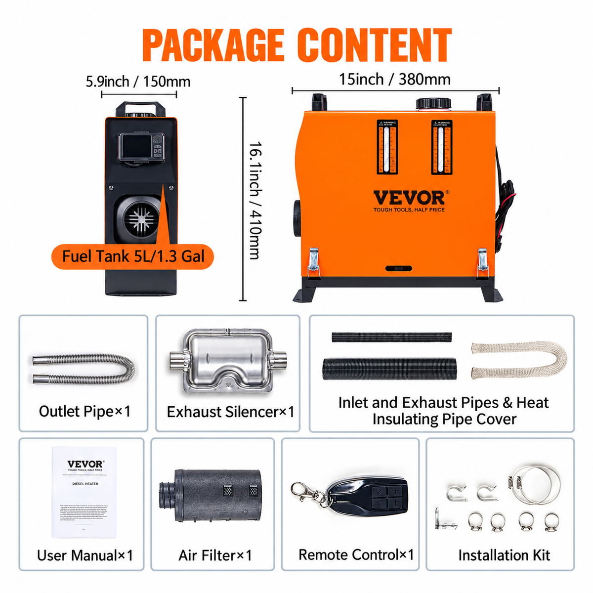 8 KW Diesel Air Heater, Bluetooth App Control All-in-one Diesel Heater with Automatic Altitude Adjustment, Remote Control and LCD, Portable Parking Heater for RV Trailer Camper Van Boat