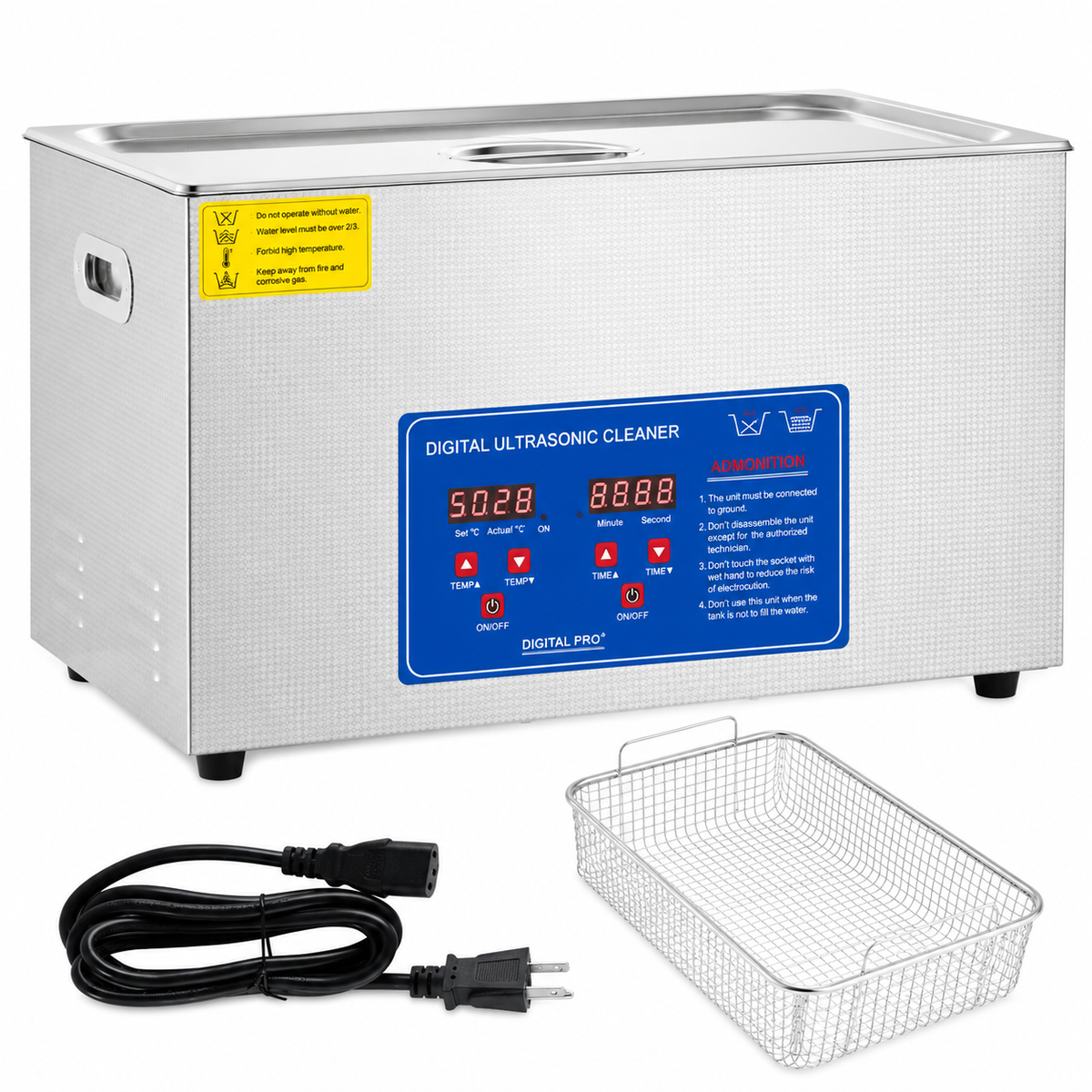 Professional Ultrasonic Cleaner, 30 L Ultrasonic Jewelry Cleaner with Digital Timer & Heater, Stainless Steel Industrial Sonic Cleaner 40kHz for Glasses, Watches, Rings, Small Parts