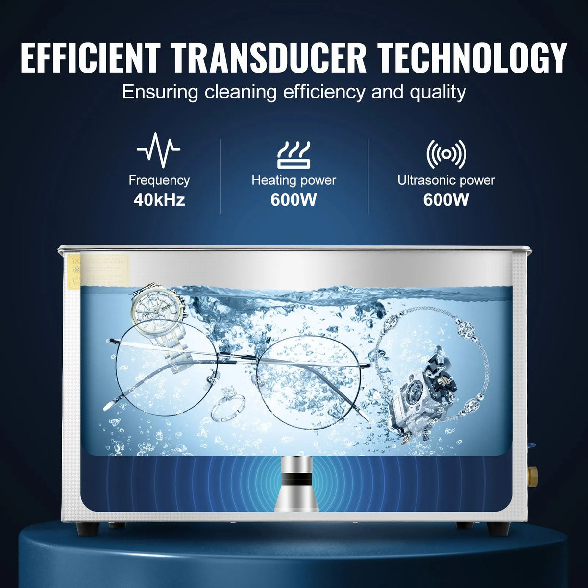 Professional Ultrasonic Cleaner, 30 L Ultrasonic Jewelry Cleaner with Digital Timer & Heater, Stainless Steel Industrial Sonic Cleaner 40kHz for Glasses, Watches, Rings, Small Parts